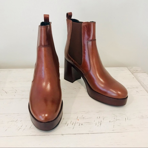 Pons Quintana Nepal Legno Brown leather platform ankle boots. Size 10. NWT - Picture 7 of 15